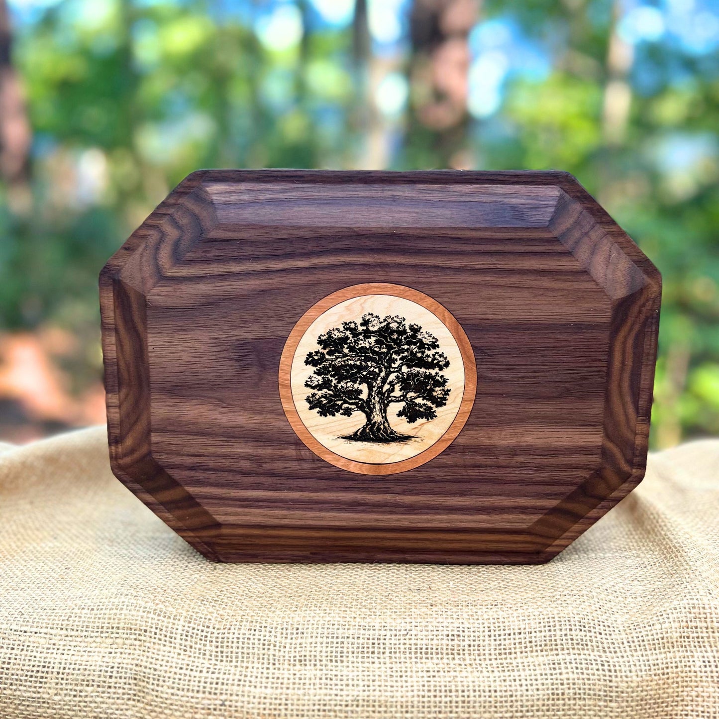 Walnut & Cherry/Maple 8 Sided Urn