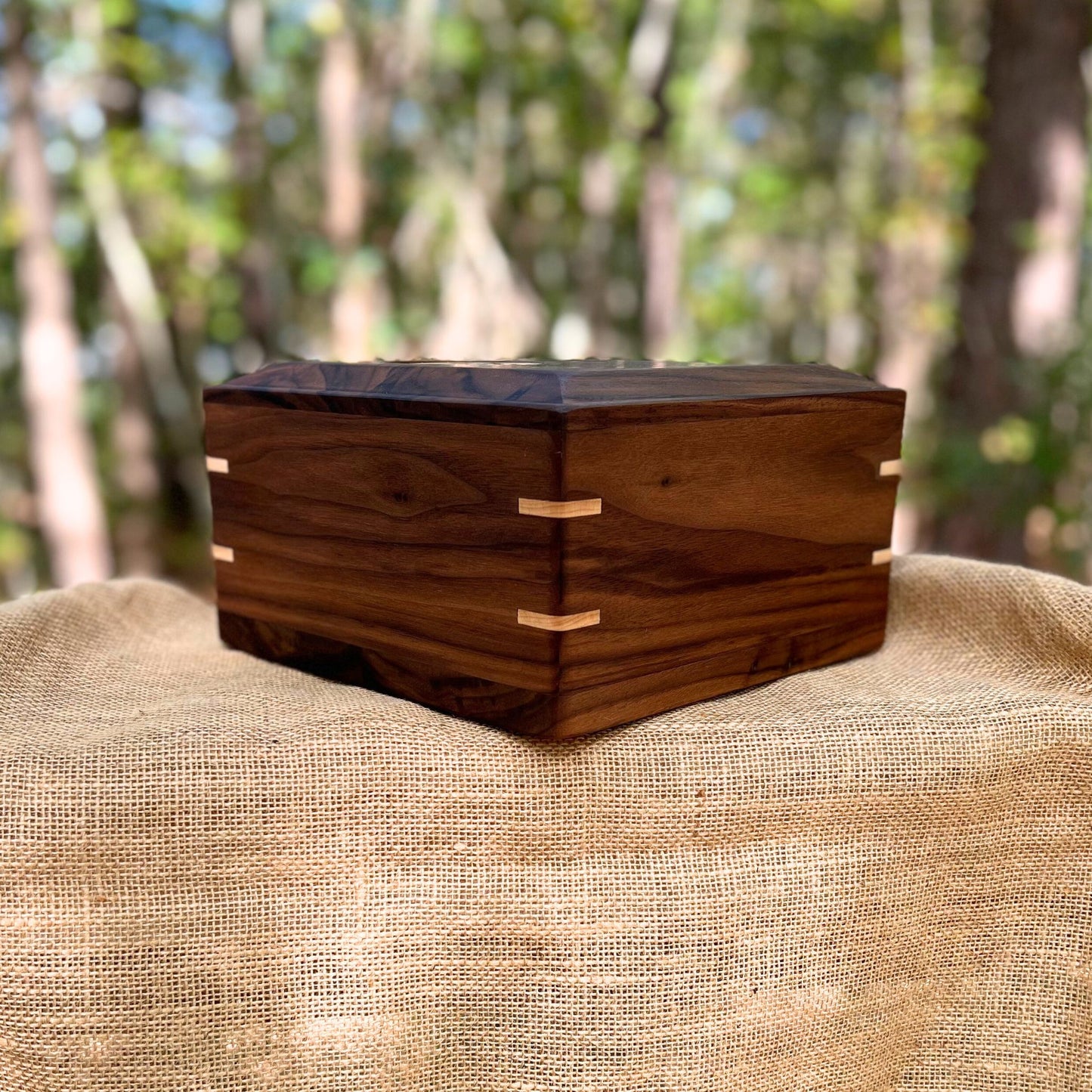 Military Solid Walnut Square Urn