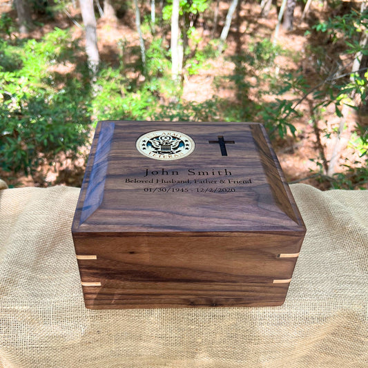 Military Solid Walnut Square Urn