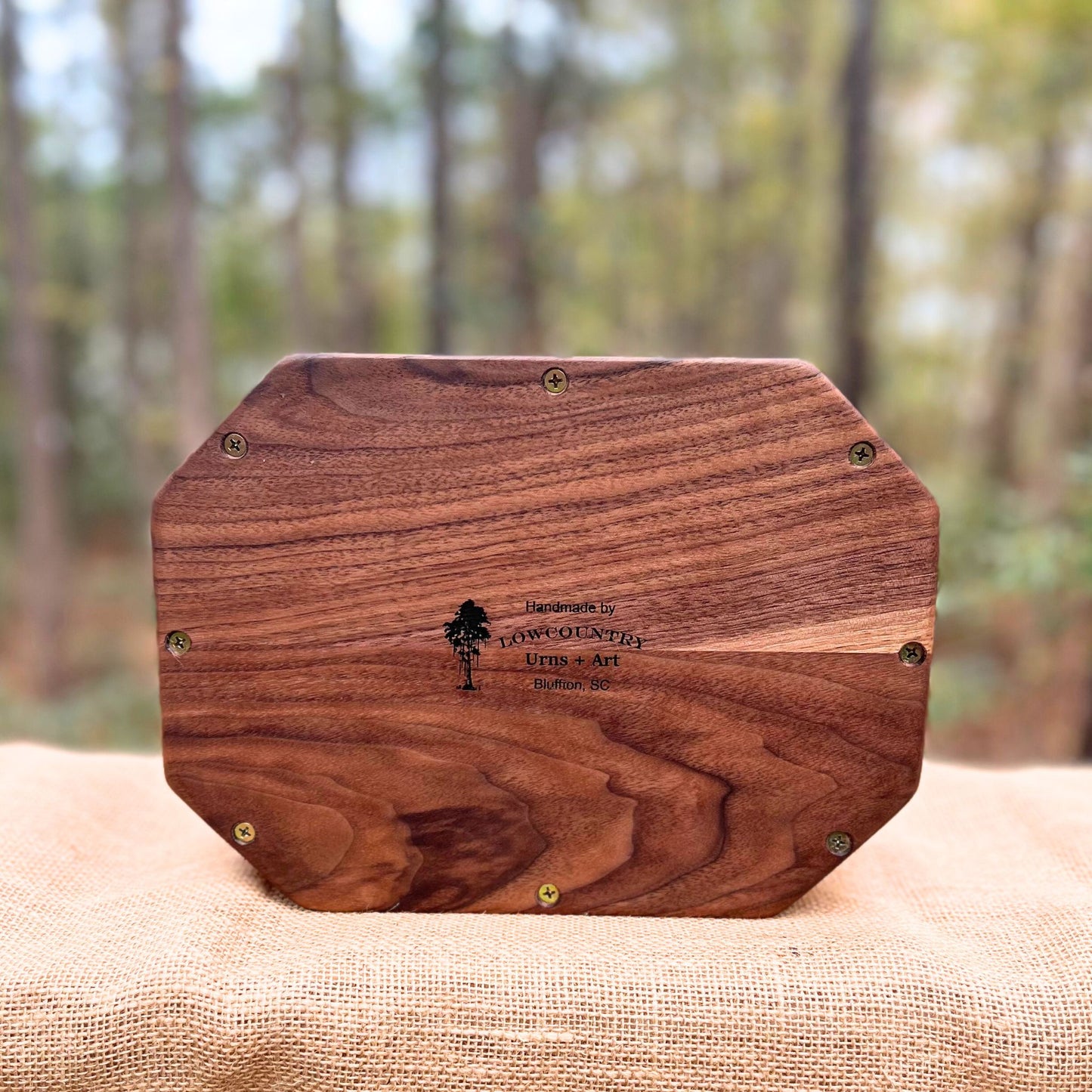 Military Solid Walnut & Cherry 8-Sided Urn