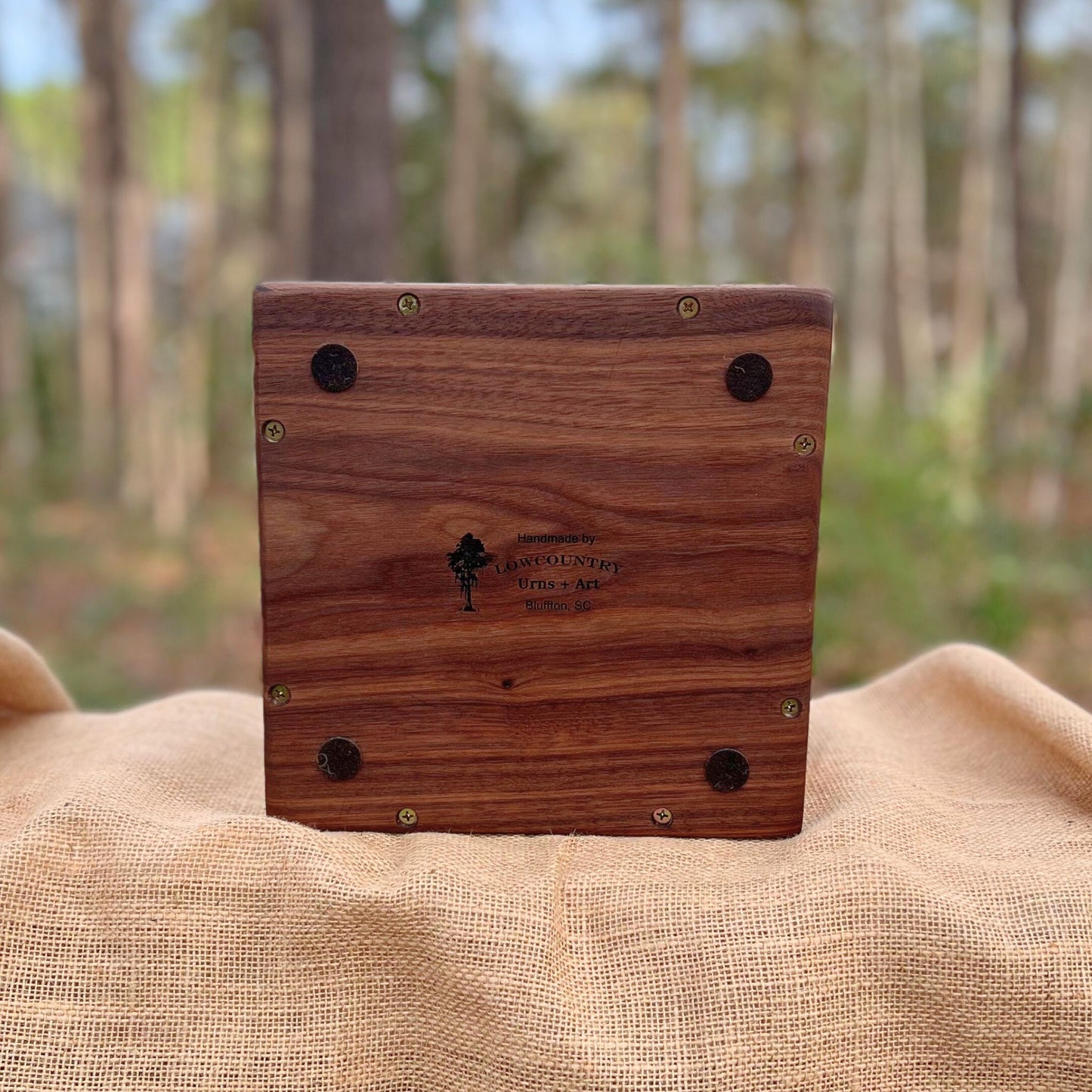 Military Solid Walnut with Cherry/Maple Side Inlay Square Urn