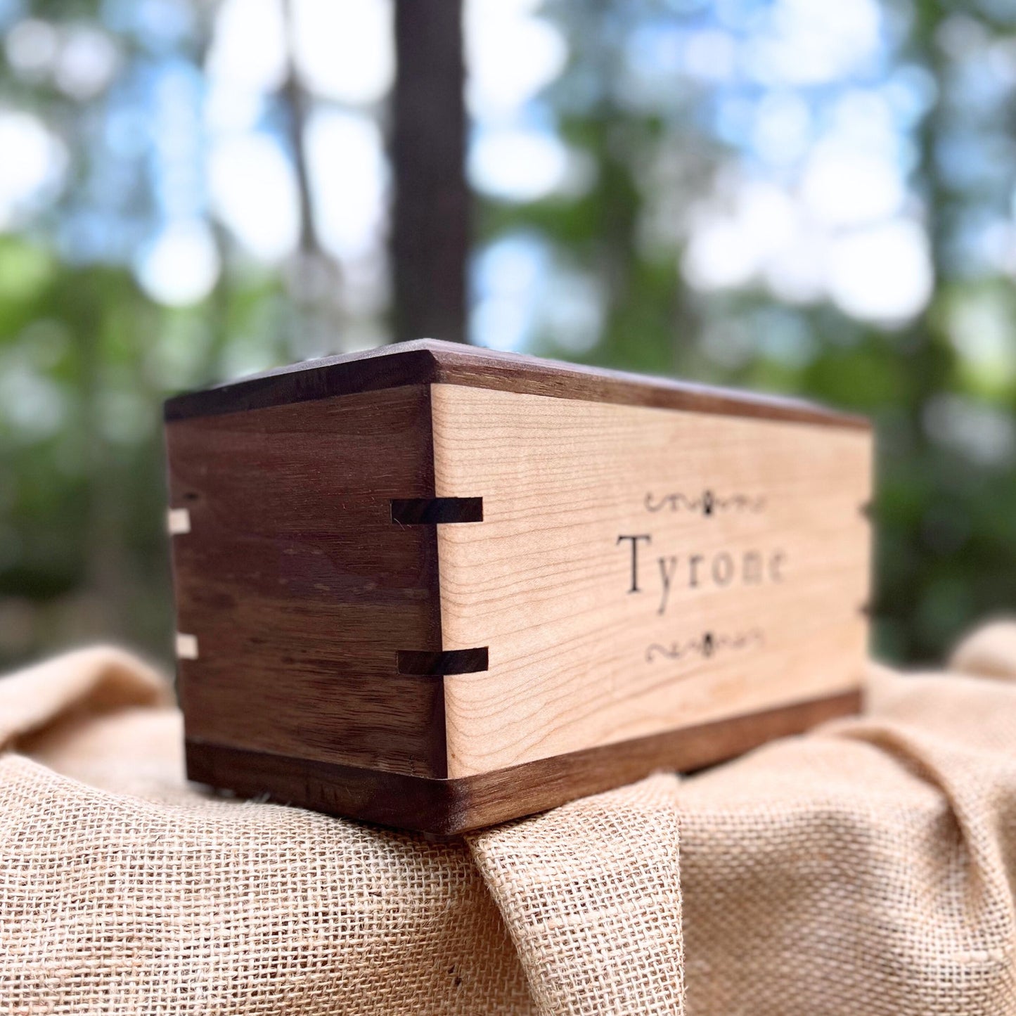 Custom Pet Urn - Walnut & Maple (Medium Shown)