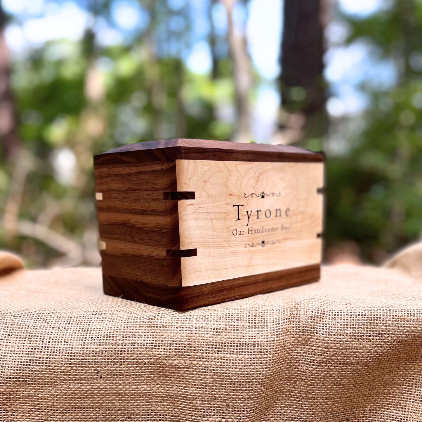 Custom Pet Urn - Walnut & Maple (Small Shown)