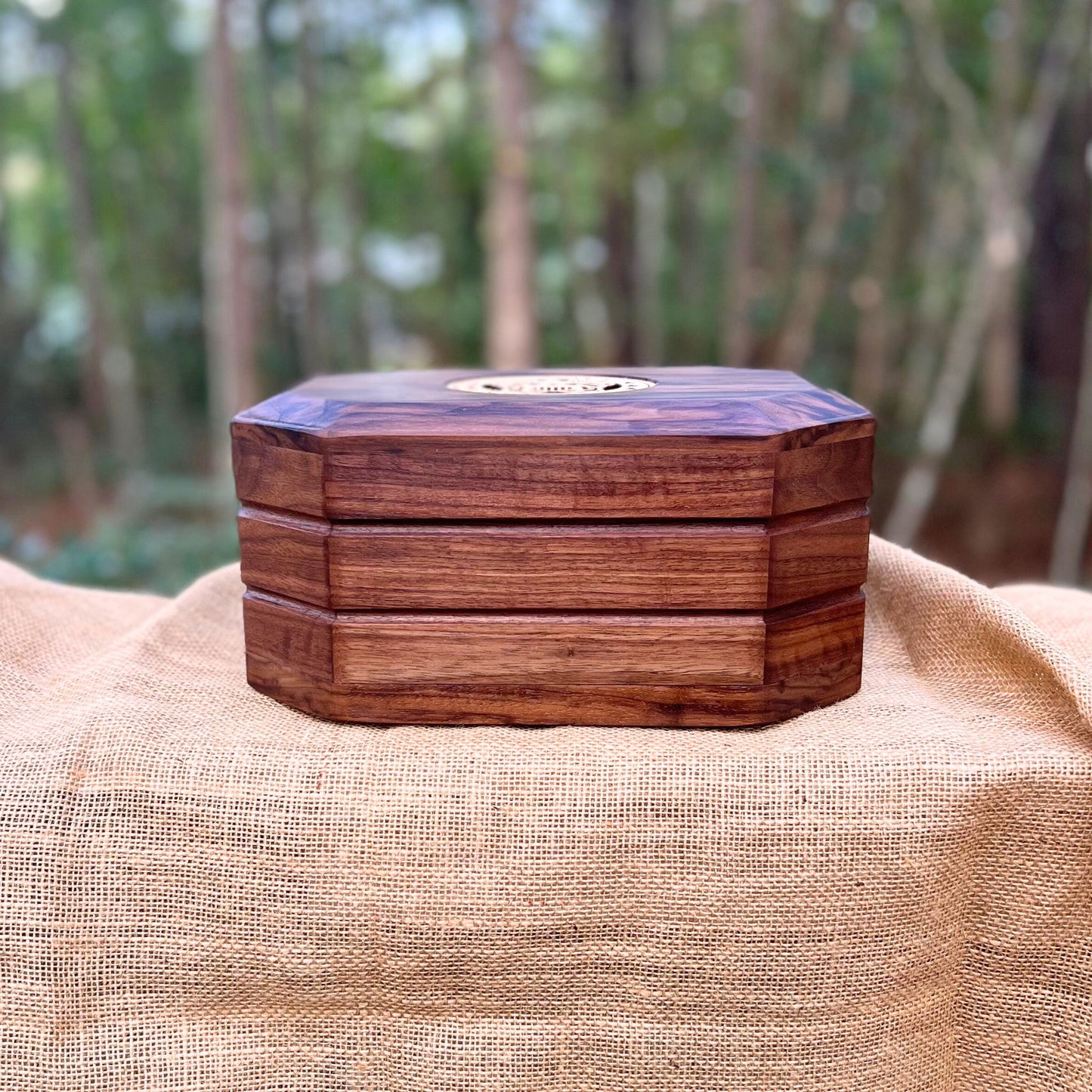 Military Solid Walnut 8-Sided Urn