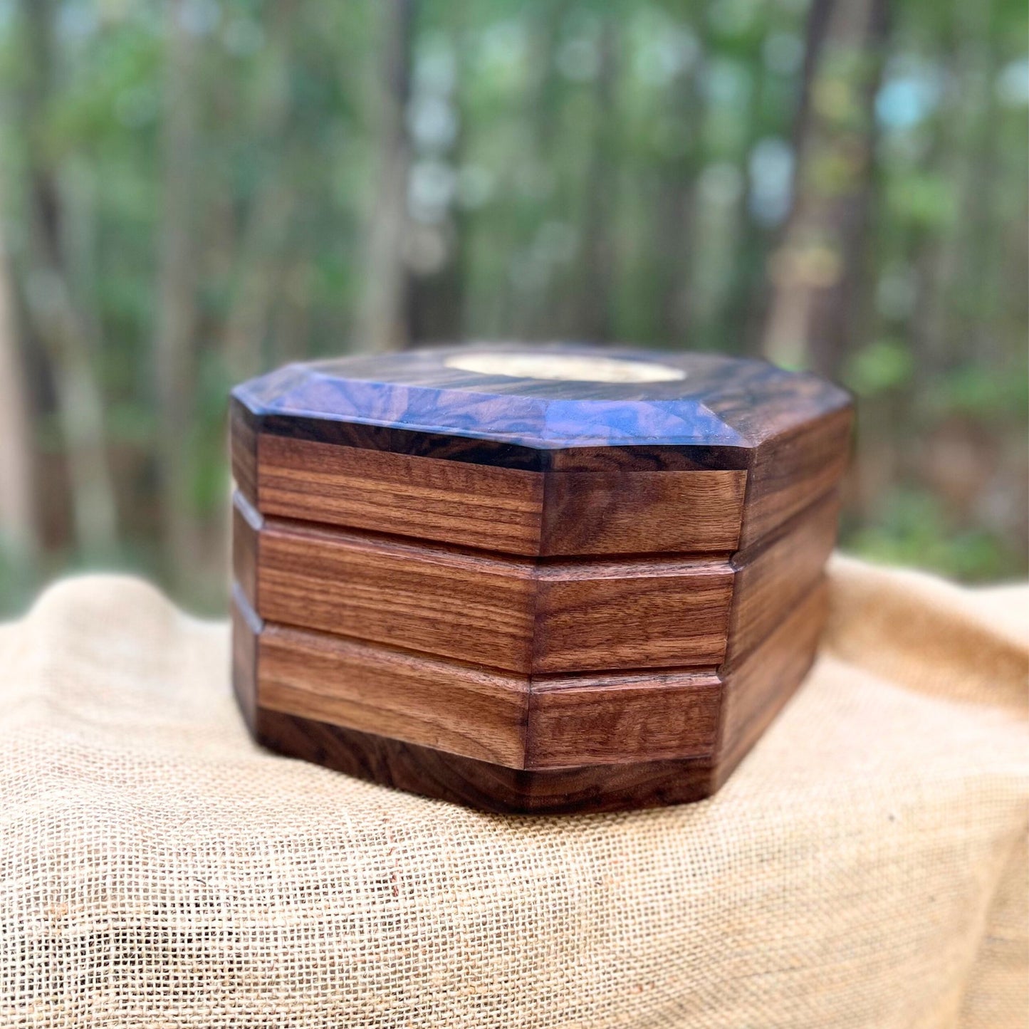 Military Solid Walnut 8-Sided Urn