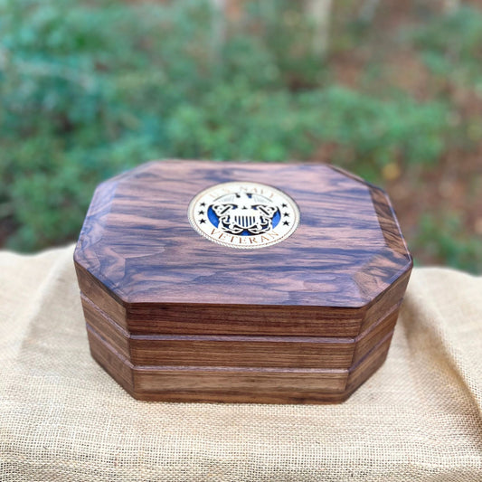 Military Solid Walnut 8-Sided Urn