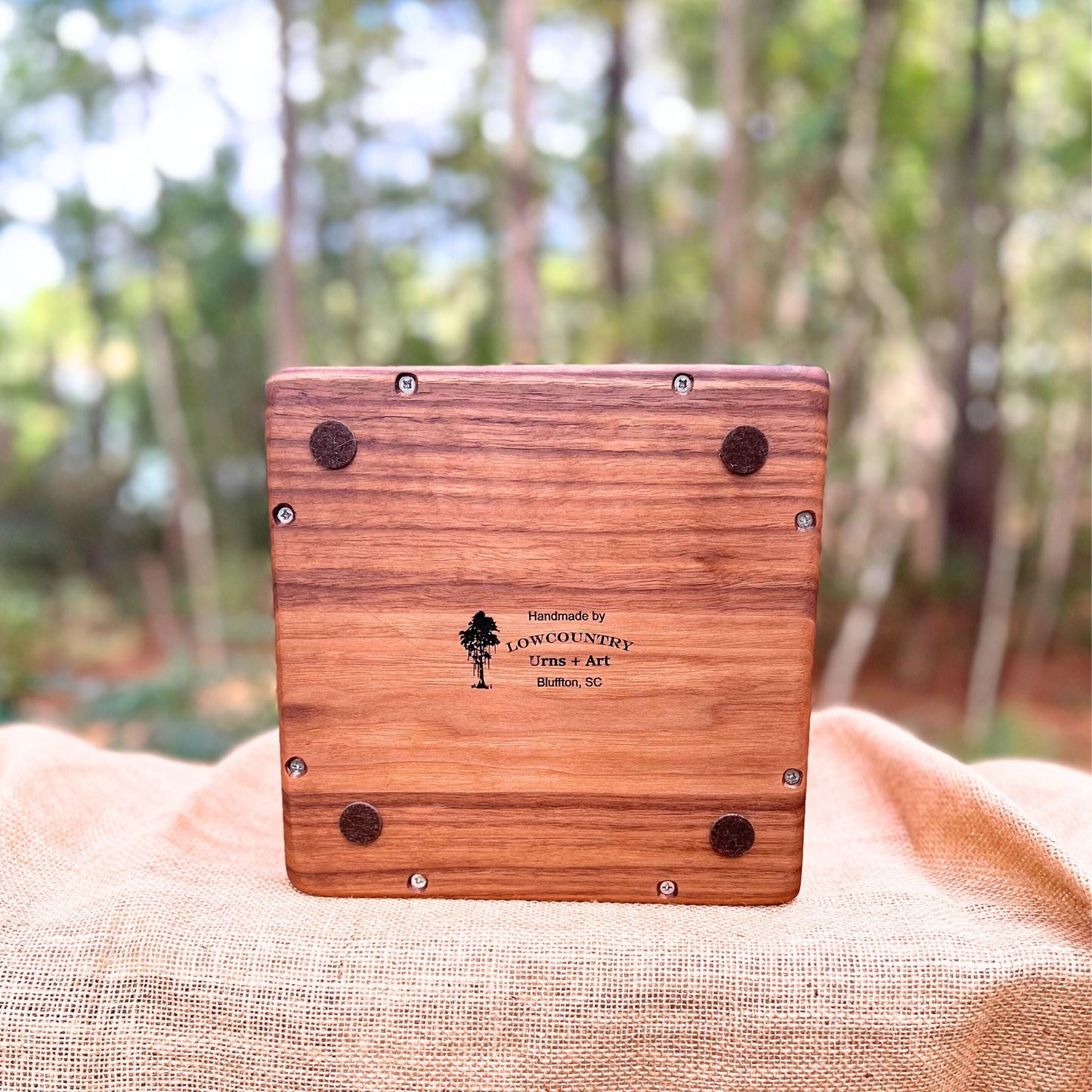 Military Solid Walnut & Cherry Square Urn