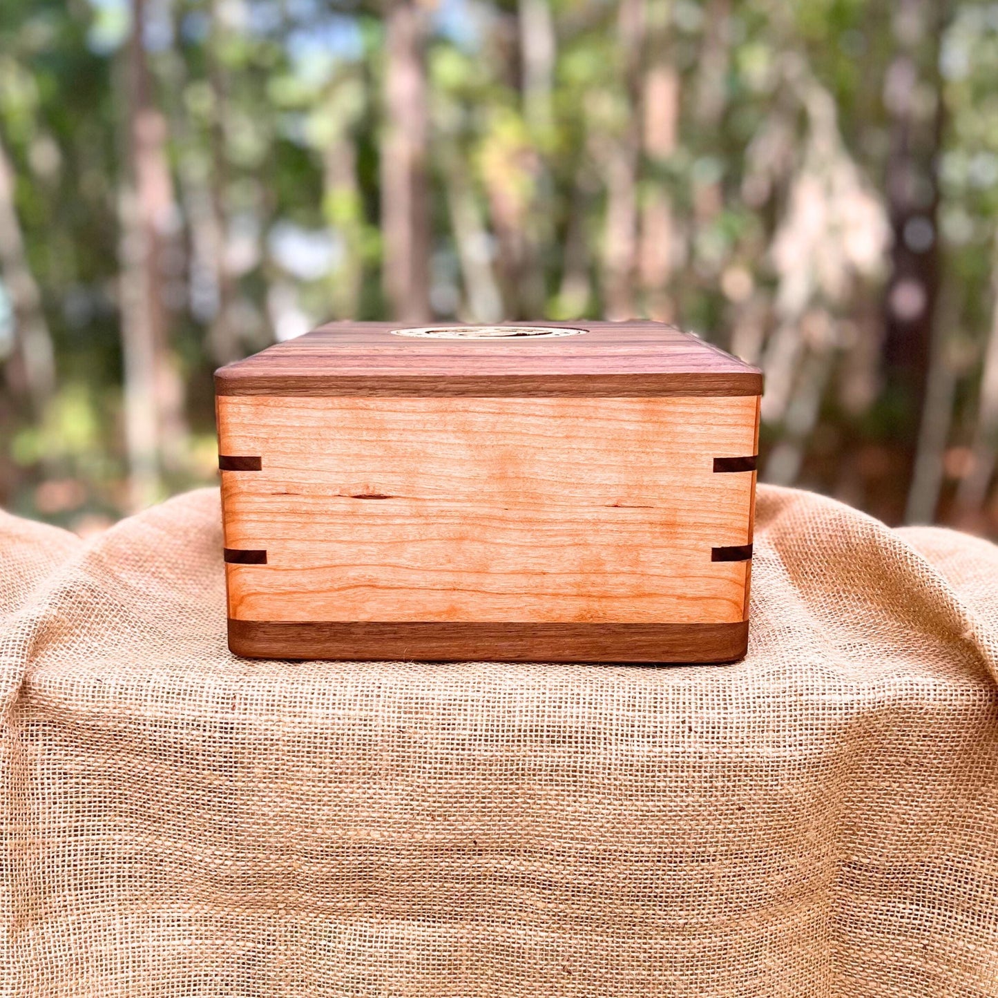 Military Solid Walnut & Cherry Square Urn