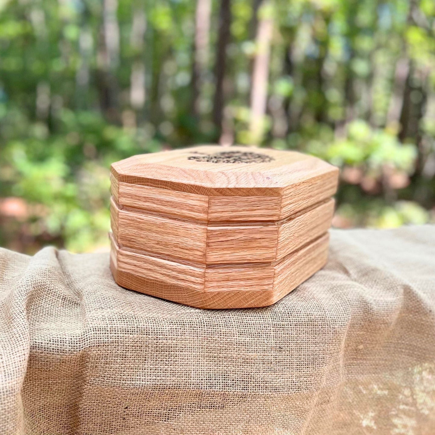 Solid Red Oak 8-Sided Urn