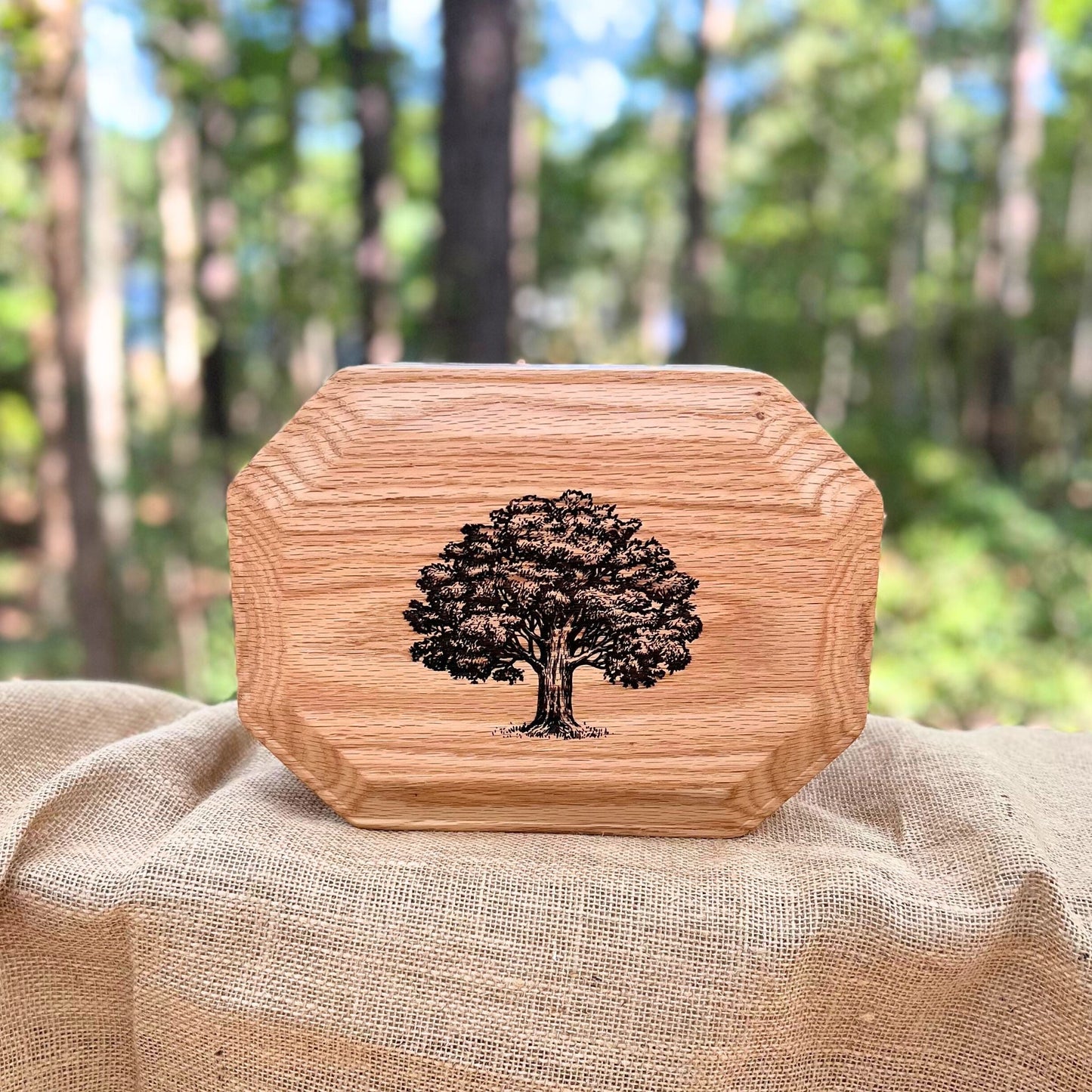 Solid Red Oak 8-Sided Urn