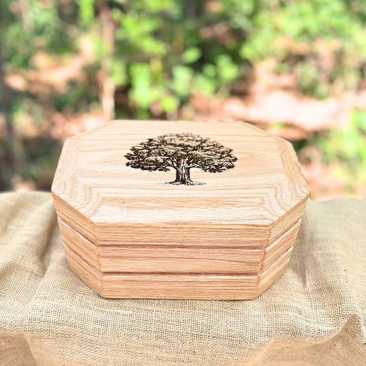 Solid Red Oak 8-Sided Urn