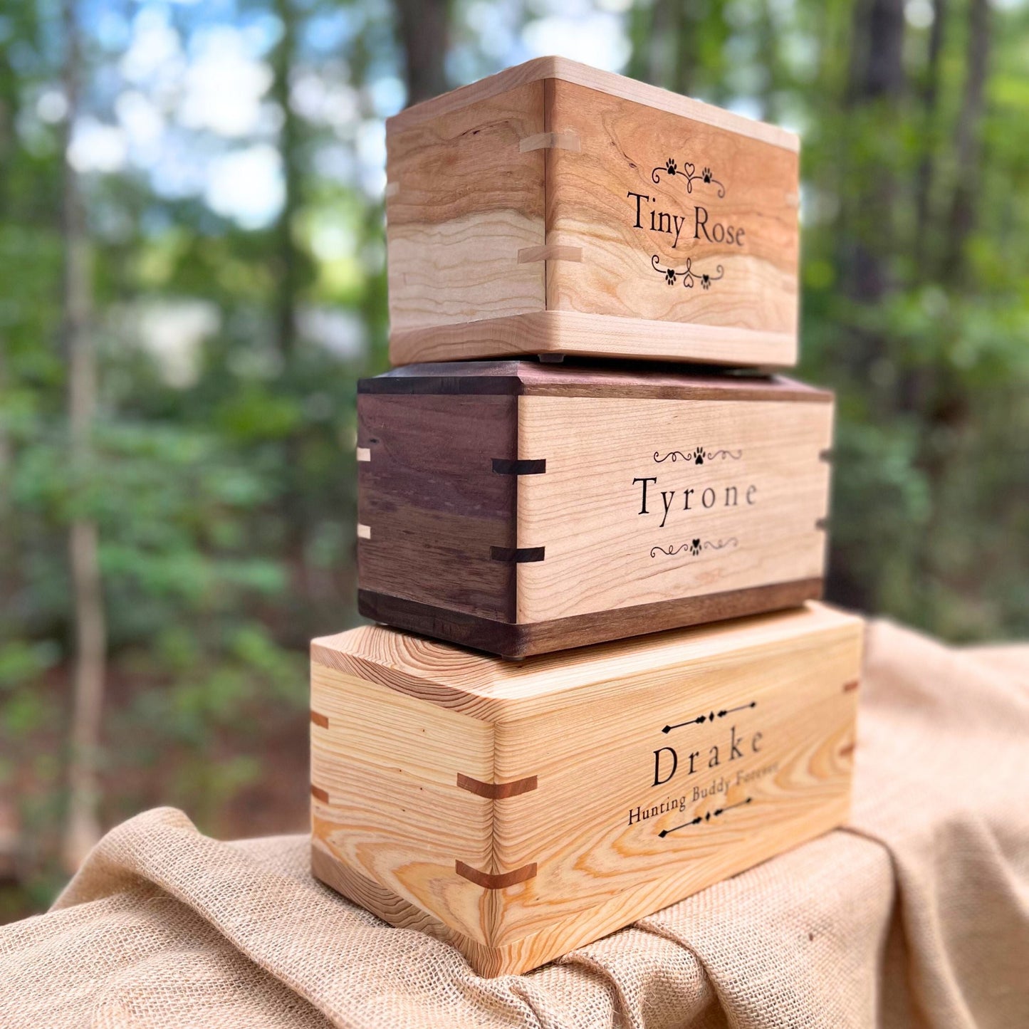 Custom Pet Urn - Walnut & Maple (Medium Shown)