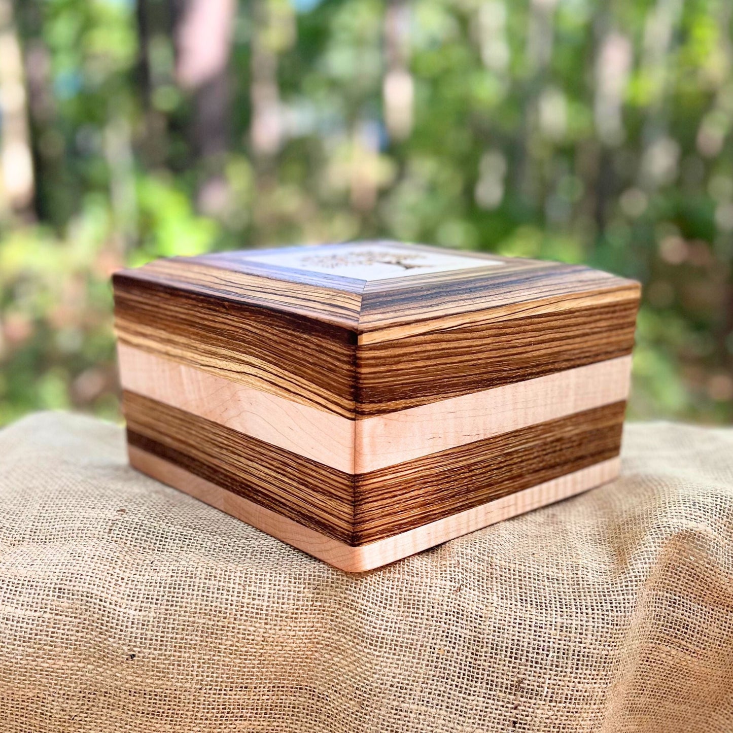 Zebrawood & Curly Maple Urn