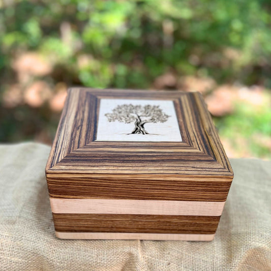 Zebrawood & Curly Maple Urn